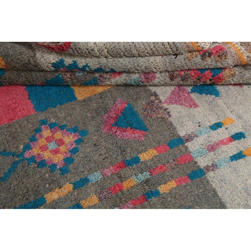 Tribal Moroccan Oriental Area Rug Wool Hand-knotted Living Room Carpet - 6'11" x 10'5"