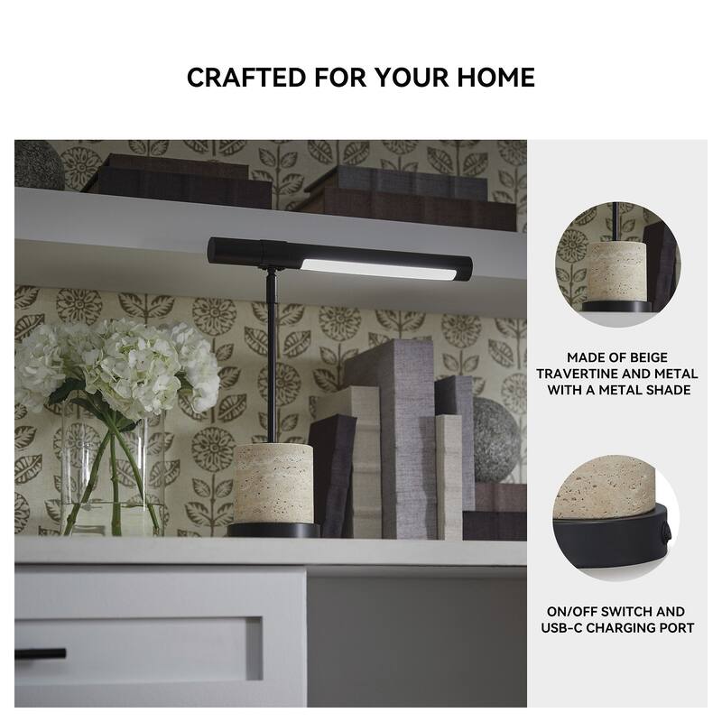 Signature Design by Ashley Vinmour Brown/Beige Desk Lamp - 15.63" W x 5.25" D x 17" H