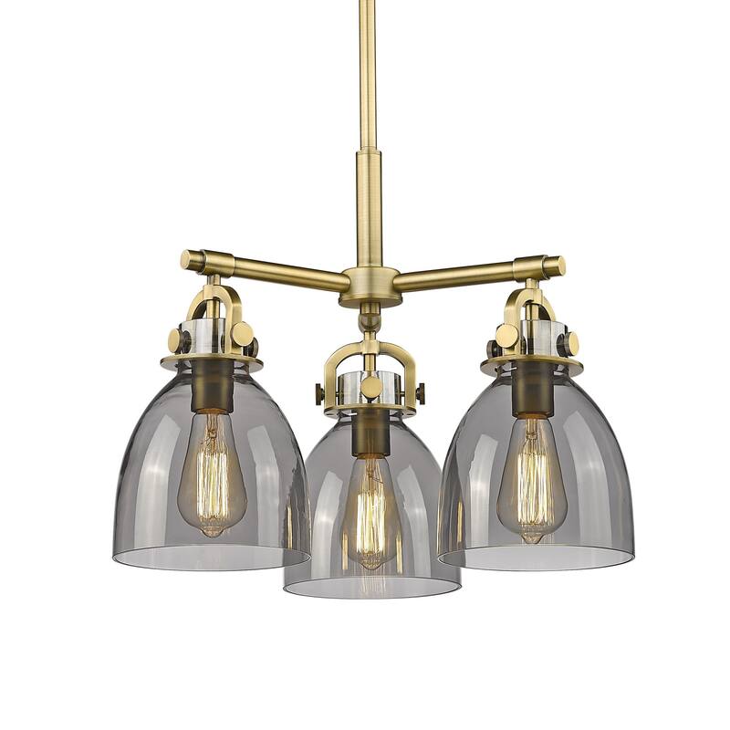 Innovations Lighting 410-3CR-16-20 Newton Bell Pendant Newton Bell 3 - Brushed Brass / Plated Smoke