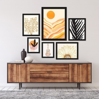 Modern Tropical 6 Piece Framed Print Gallery Wall Art Set