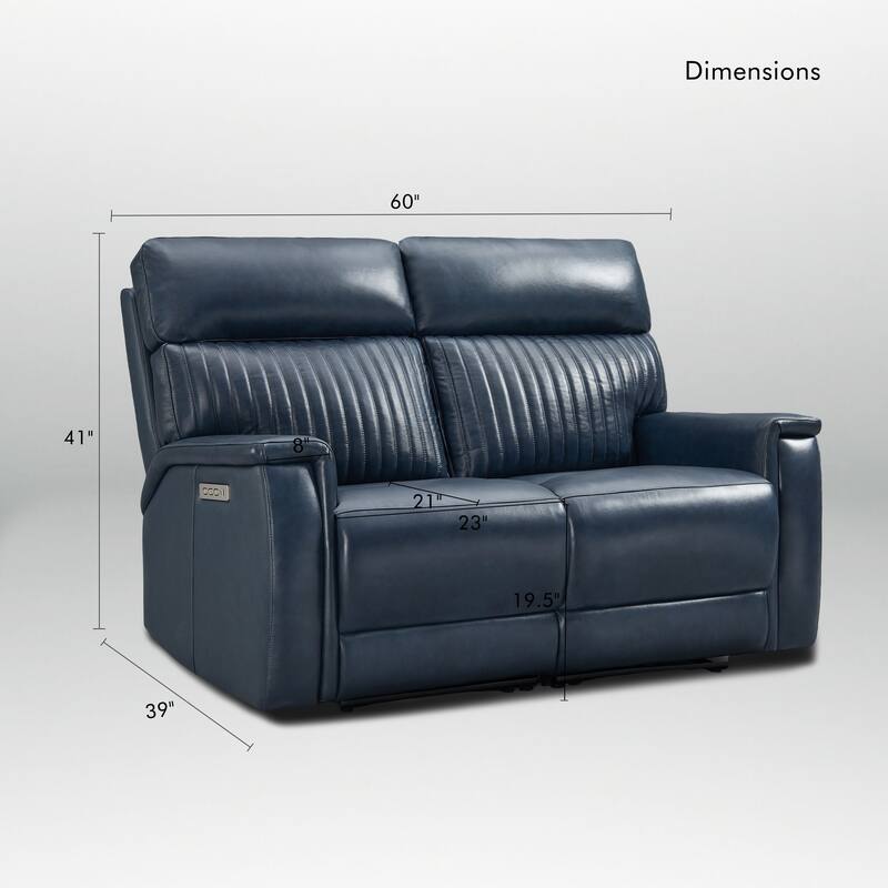 Genuine Leather Reclining Loveseat with Triple Power Adjustable Headrest, Lumbar Support, Zero Gravity, USB & USB-C Ports