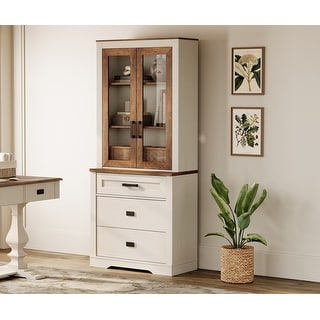 3 Tier Bookcase with Drawer,73.3" Tall Floor Standing Bookshelf