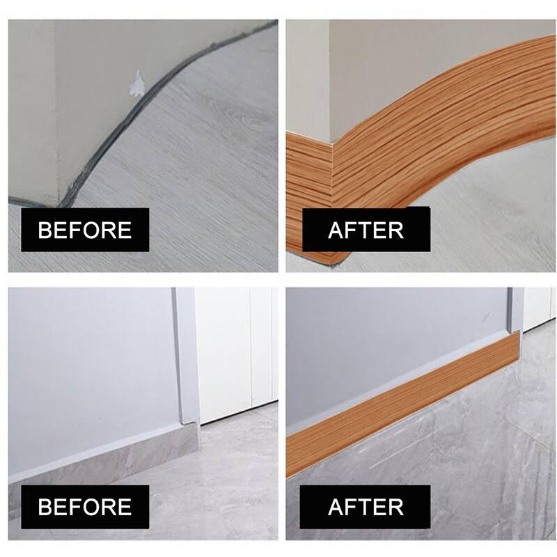4in x 20ft Self-Adhesive PVC Flexible Baseboard Moulding Trim
