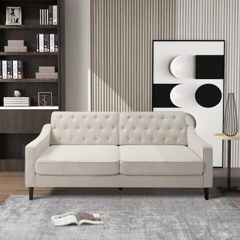 Modern Upholstered Square Arm Sofa with Washable Cushion Covers
