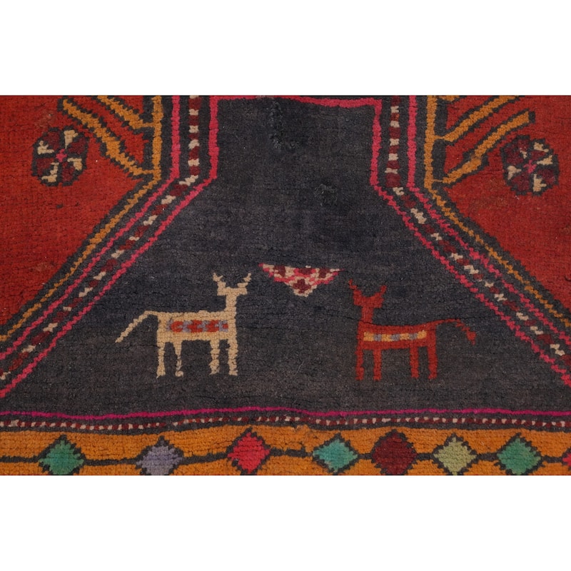Hand Knotted Oriental 100% Wool Carpet Traditional Tribal Red Meshkin Area Rug - 10' 0'' X 4' 9''