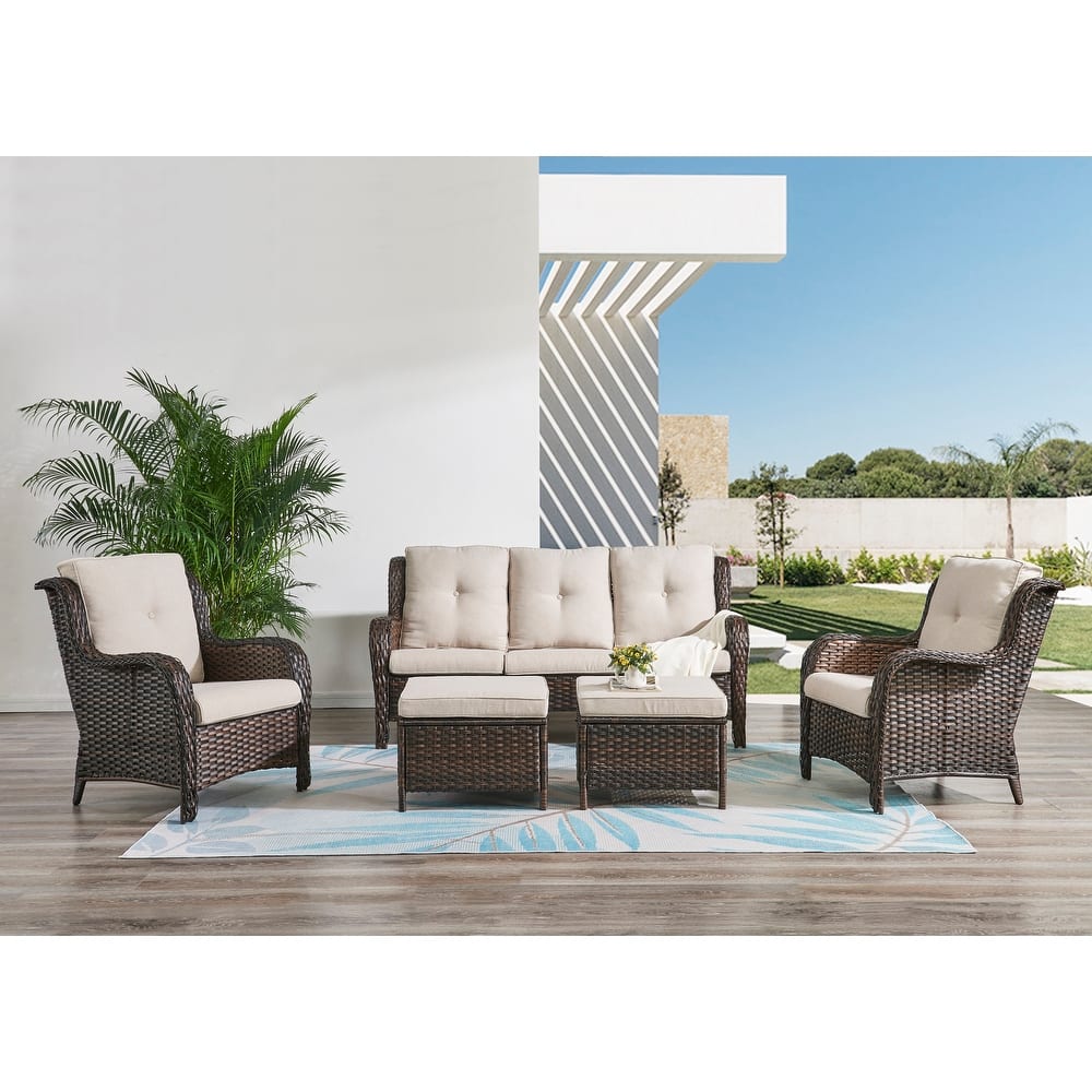 Pocassy 5-Piece Patio Furniture Set with Ottomans