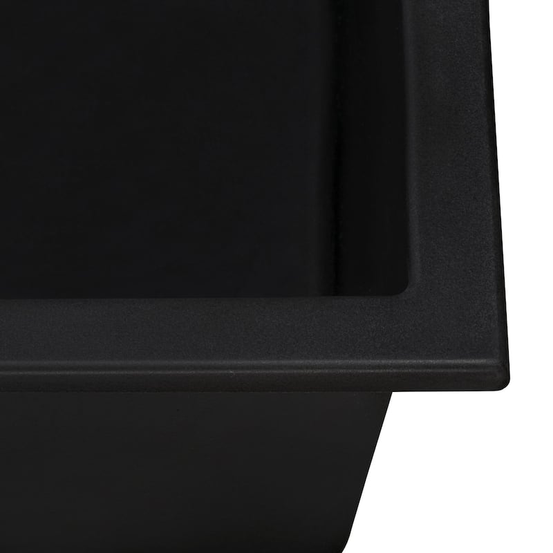 Ruvati 21 x 18 inch Granite Composite Quartz Undermount Single Bowl Kitchen Sink - Midnight Black - RVG2021BK