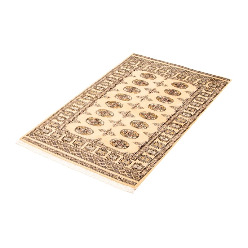 ECARPETGALLERY Hand-knotted Peshawar Bokhara Beige Wool Rug - 3'3 x 5'4