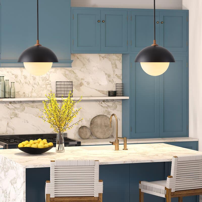 Farmhouse Black 1-Light Classic Bowl Shape Dimmable Pendant