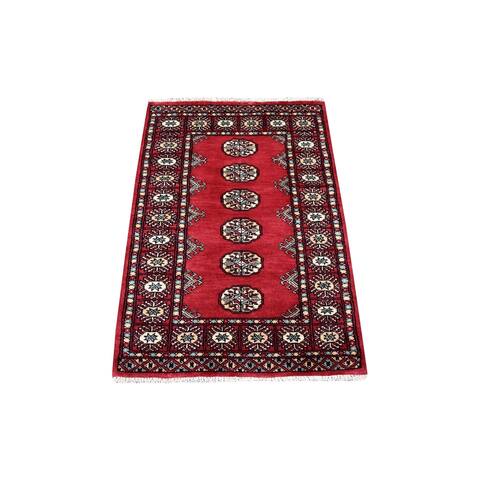 Shahbanu Rugs Hand Knotted Denser Weave Rich Red 250 KPSI Mori Super Bokara Silky Wool Oriental Rug (2'6" x 3'10")