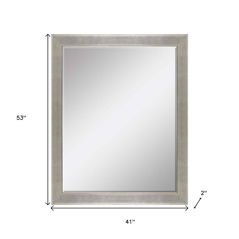 HomeRoots 53" Silver Solid Wood Framed Accent Mirror - 41.00 in. x 53.00 in. x 2.00 in.