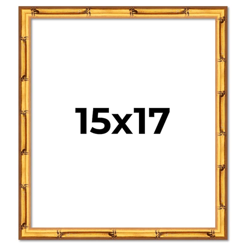 15x17 Frame Gold Bamboo Picture Frame Modern Photo Frame Includes UV Acrylic Shatter Guard Front Acid Free Foam Backing Board