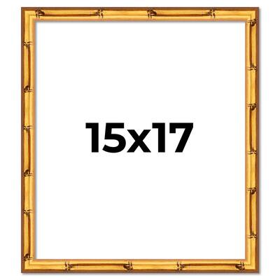15x17 Frame Gold Bamboo Picture Frame Modern Photo Frame Includes UV Acrylic Shatter Guard Front Acid Free Foam Backing Board