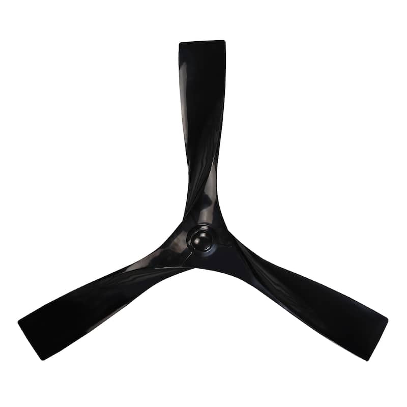 52-inch Modern Black ABS 3-Blade Propeller Ceiling Fan without Light