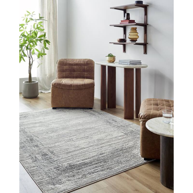 Livabliss Marbella Transitional Striped Area Rug - Light Gray/Cream - 5' 3" x 7'