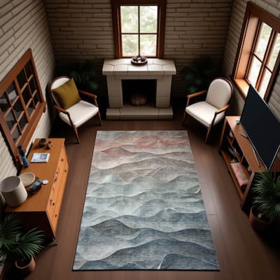 Premium Washable Super Soft Modern Waves Mayfield Rug