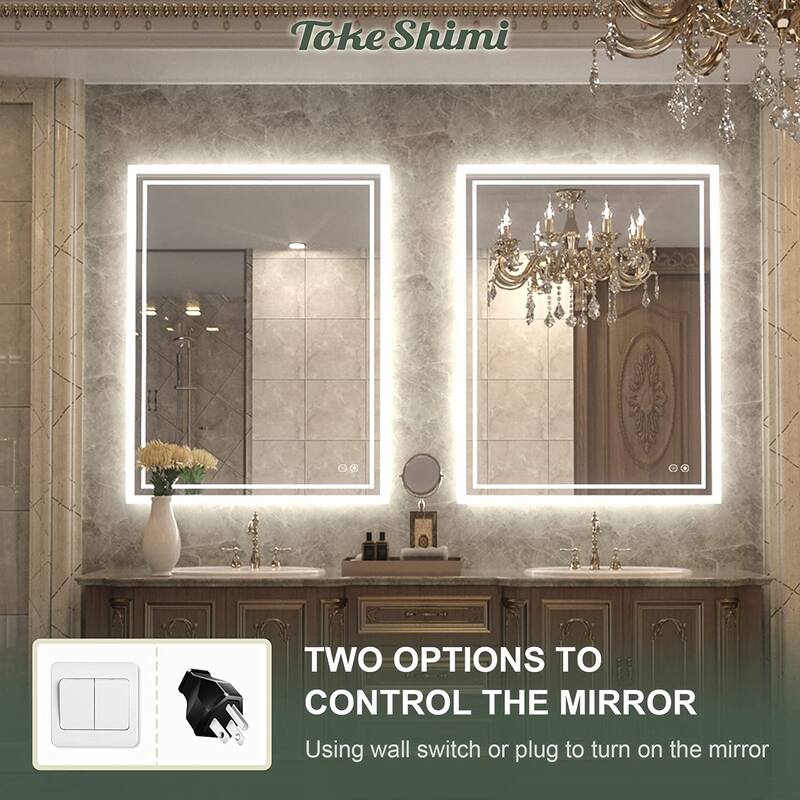 TokeShimi LED Bathroom Vanity Mirror, Anti-Fog Dimmable Wall Mirror