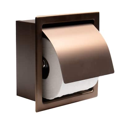 ALFI brand ABTPP77-BC Brushed Copper Stainless Steel Recessed Toilet Paper Holder with Cover