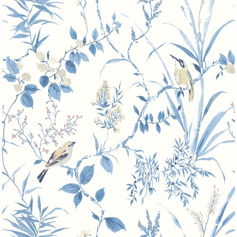 Chesapeake Imperial Garden Blue Botanical Wallpaper - 20.5in x 396in x 0.025in