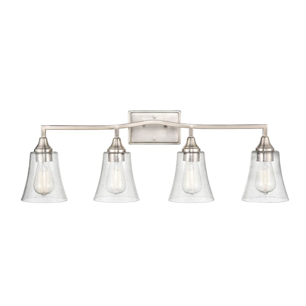 Millennium Lighting Caily 4 Light Bathroom Vanity Fixture in Brushed Nickel or Matte Black with Seeded Glass Shade