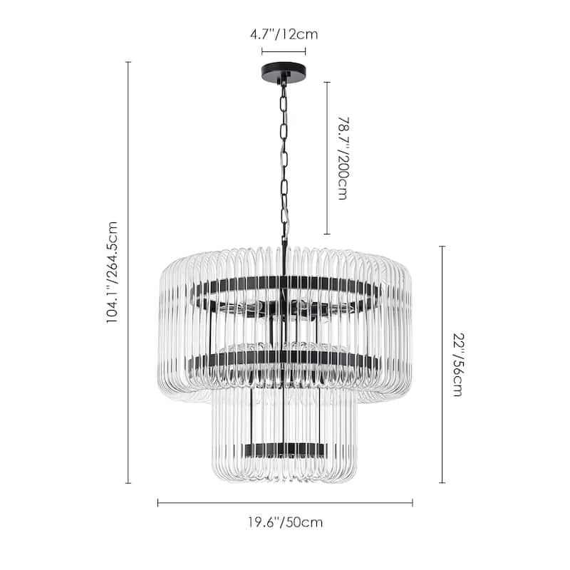 9-Light Modern Glam Drum Crystal 2-Tiered Round Chandelier Kitchen Island Pendant Light