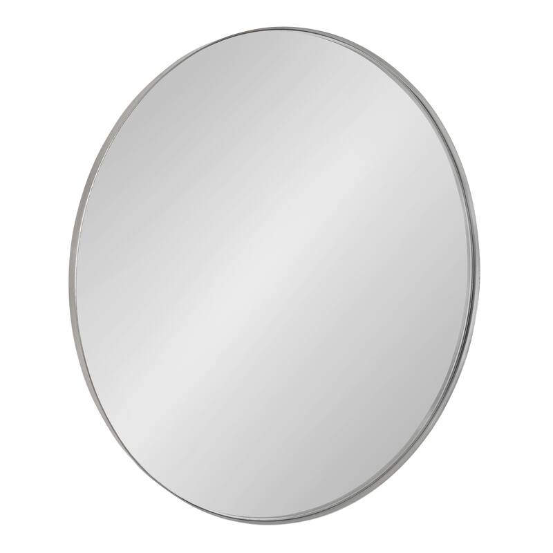 Kate and Laurel Rollo Round Framed Wall Mirror - 28" Diameter - Silver