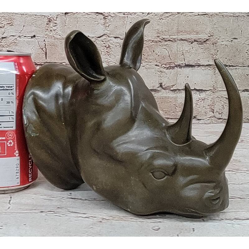 Signed Original Thomas Mighty African Rhinoceros Rhino Wall Mount Bronze Statue