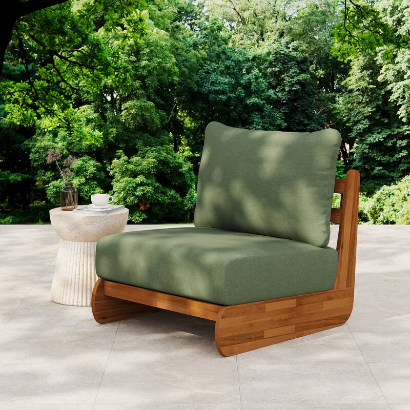 Christopher Knight Home - Thaddeus Outdoor Acacia Wood Accent Chair - 1 Piece - Teak+Green