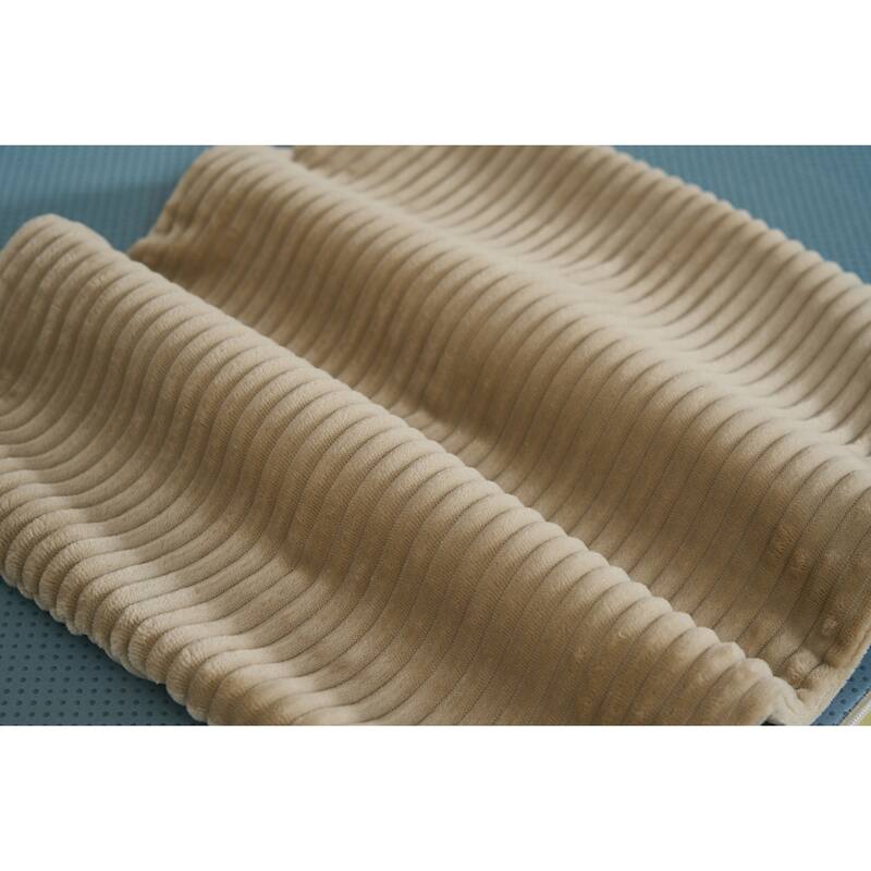 59.05'' Corduroy Convertible Sofa Bed with Cylindrical Pillow, Floor Sofa Lounge Couch