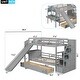 preview thumbnail 3 of 13, Twin over Twin Bunk Bed with Storage Staircase, Slide and Drawers, Desk with Drawers and Shelves