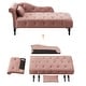 preview thumbnail 7 of 12, 60"W Velvet Chaise Lounge, Tufted with Pillow & Nailhead Decorate - 60.6W" x 27.5D" x 28.3"H