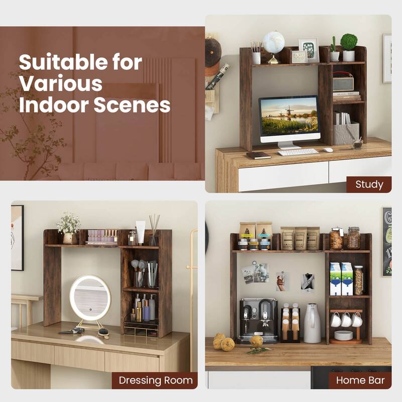 Costway Desk Bookshelf Desktop Storage Organizer Display Shelf Rack