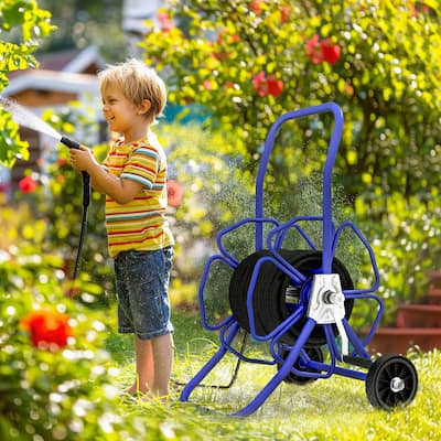 Outsunny Garden Hose Reel Cart, Hold Up to 98' of 5/8" Hose (Hose Not Included), Portable Water Hose Cart with Wheels for Yard