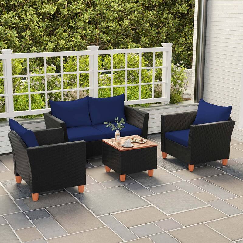Costway 8 PCS Wicker Patio Furniture Set with Removable Cushions - See Details