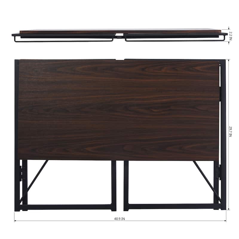 Homylin Folding Desk, Space-Saving Writing Table with Metal Frame