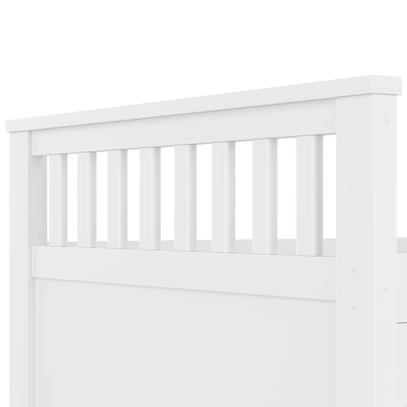 Roomfitters Twin Captain Platform Bed with Bookshelf Headboard and 4 Drawers