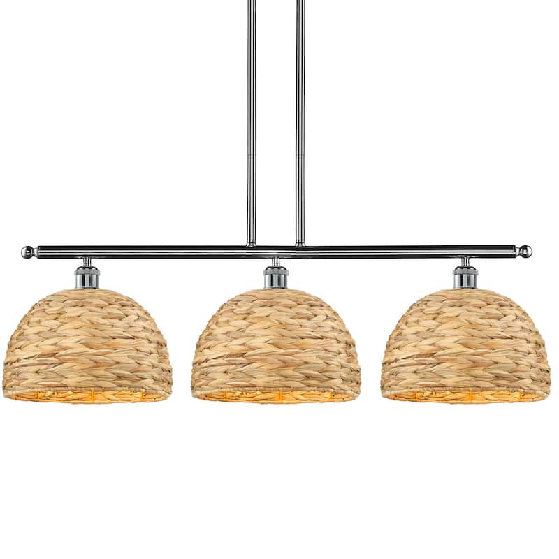 Innovations Lighting 516-3I-12-38 Woven Rattan Linear Woven Rattan 3 - Polished Chrome / Natural