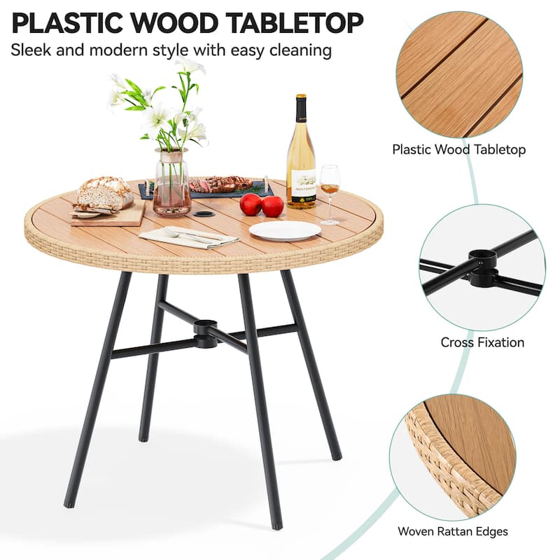 Moasis 4-Person Patio Bistro Set Wicker Dinner Table Set