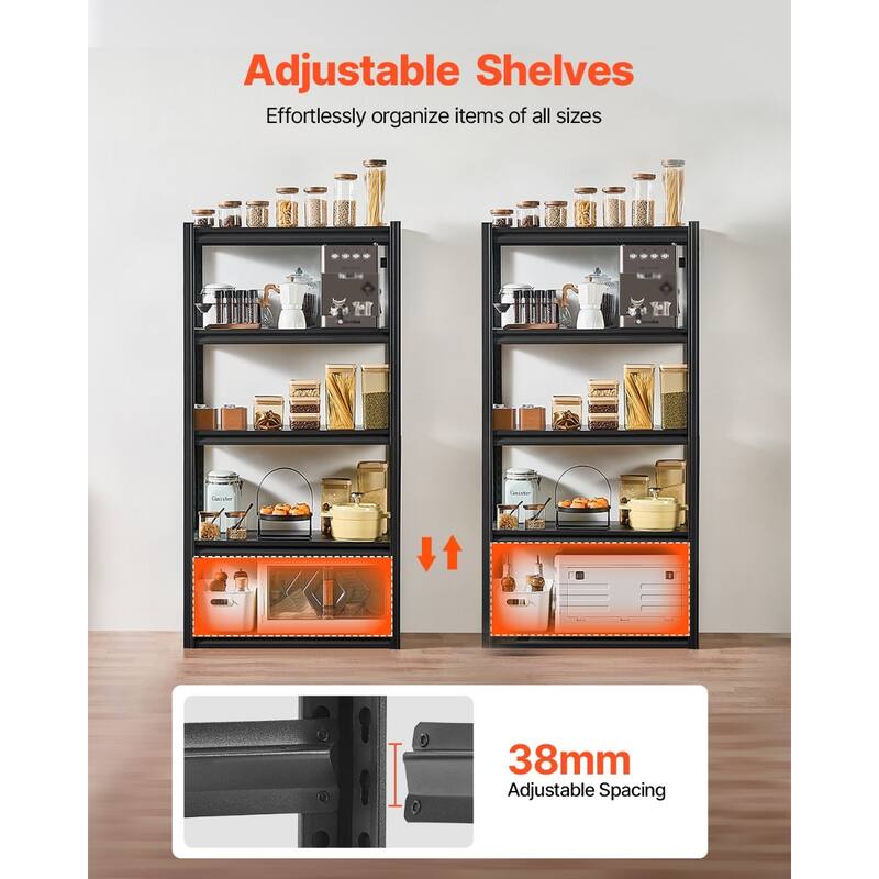 Black Steel Adjustable Garage Shelves, 3000 lbs Heavy-Duty Rack