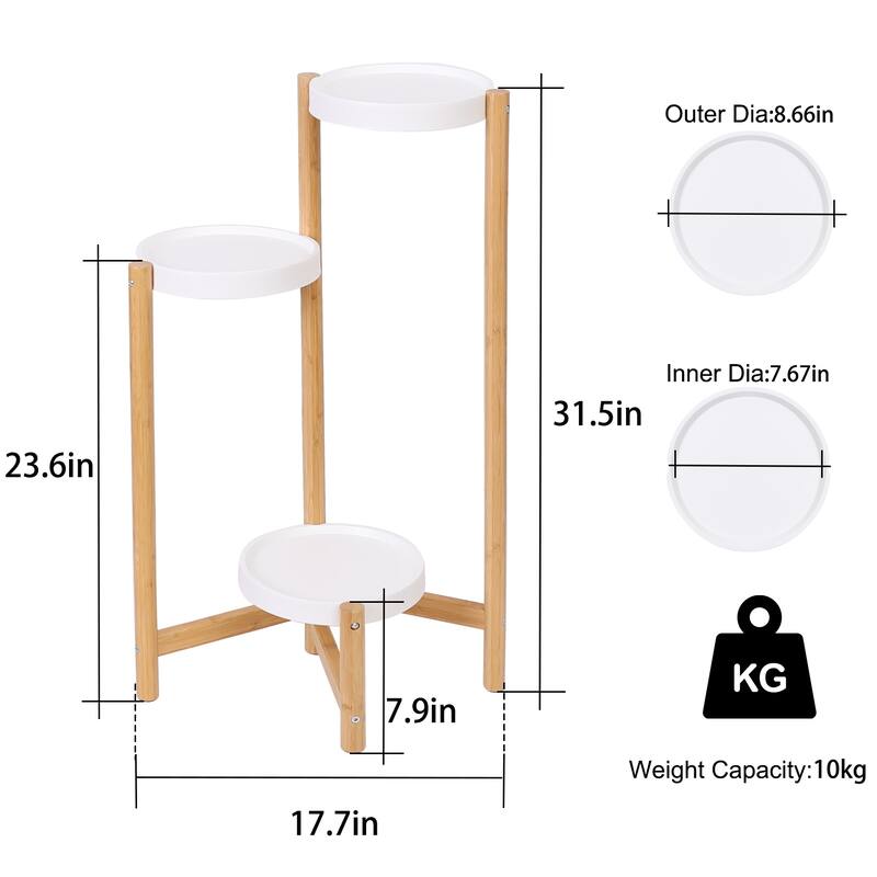 Solid Bamboo Tall Plants Stand Pot Holder Display Rack Indoor&Outdoor