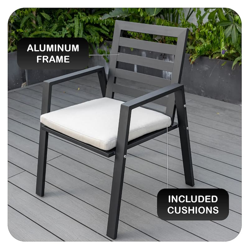 Chelsea Modern Mid-Century Patio Silhouette Aluminum Dining Chair with Olefin Fabric Cushions - 34.84