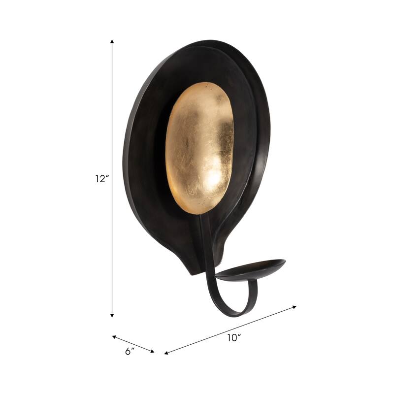 Metal Round Votive Wall Mounted Candle Holder - Black