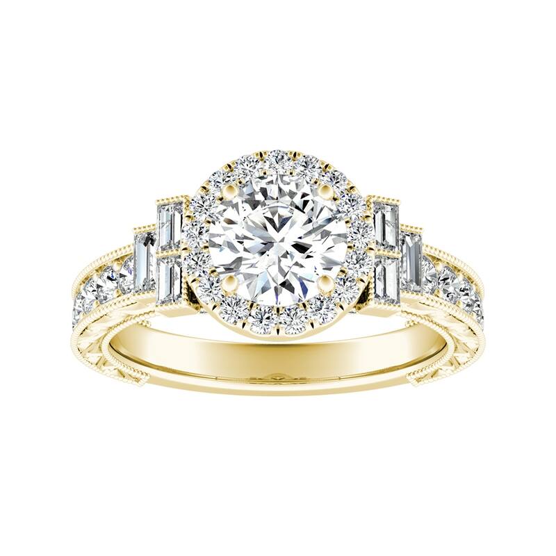 Auriya 14k Gold Vintage Art Deco Round Halo Diamond Ring 1 3/8cttw (G-H. VS1-VS2)