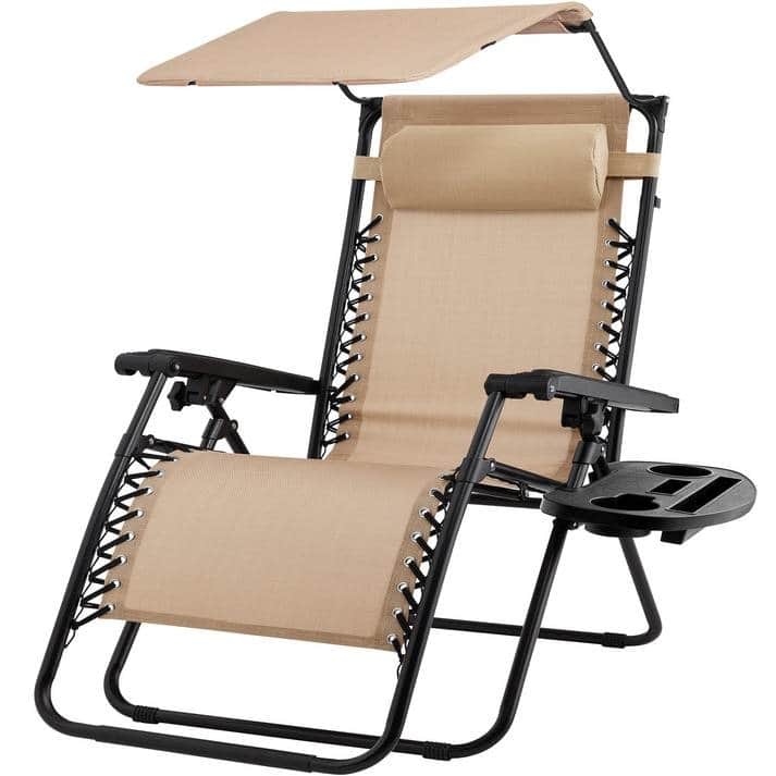 Steel Zero Gravity Outdoor Folding Reclining Patio Lounge Chair - 34 L x 27 W x 49 H (inches)