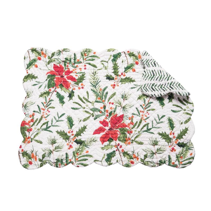 Silvia Poinsettia Quilted Placemat Set 6