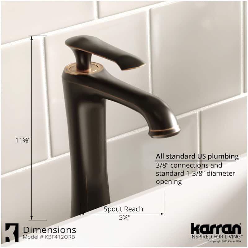 Karran USA KBF412 Woodburn 1.2 GPM Vessel Single Hole Bathroom Faucet