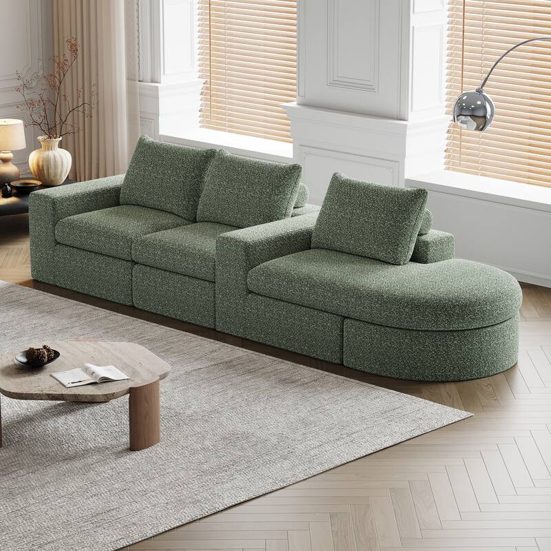 99-Inch Chenille Cloud Curved Sectional Sofa with Chaise, L-Shaped Modern Boneless Couch with Deep Seats,Sectional Sofa
