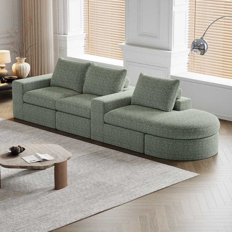 Roomfitters 99" Modern Chenille Cloud Curved Sectional Sofa with Chaise, L-Shaped Couch, for Living Room or Apartment