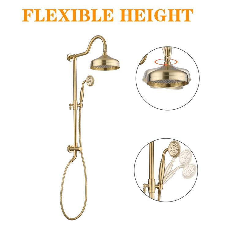 Proox Wall Mount Bathroom Rainfall Shower Fixtures Faucet with 8 inch Shower Head Handheld