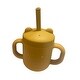 preview thumbnail 1 of 9, Skogsbarn Silicone Bear Toddler Cup with handles and straw Ochre Yello